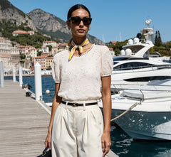 Short Sleeve 3D Eyelet Top In White