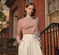 Long Sleeve Drop Shoulder Pullover Sweater Top In Cocoa