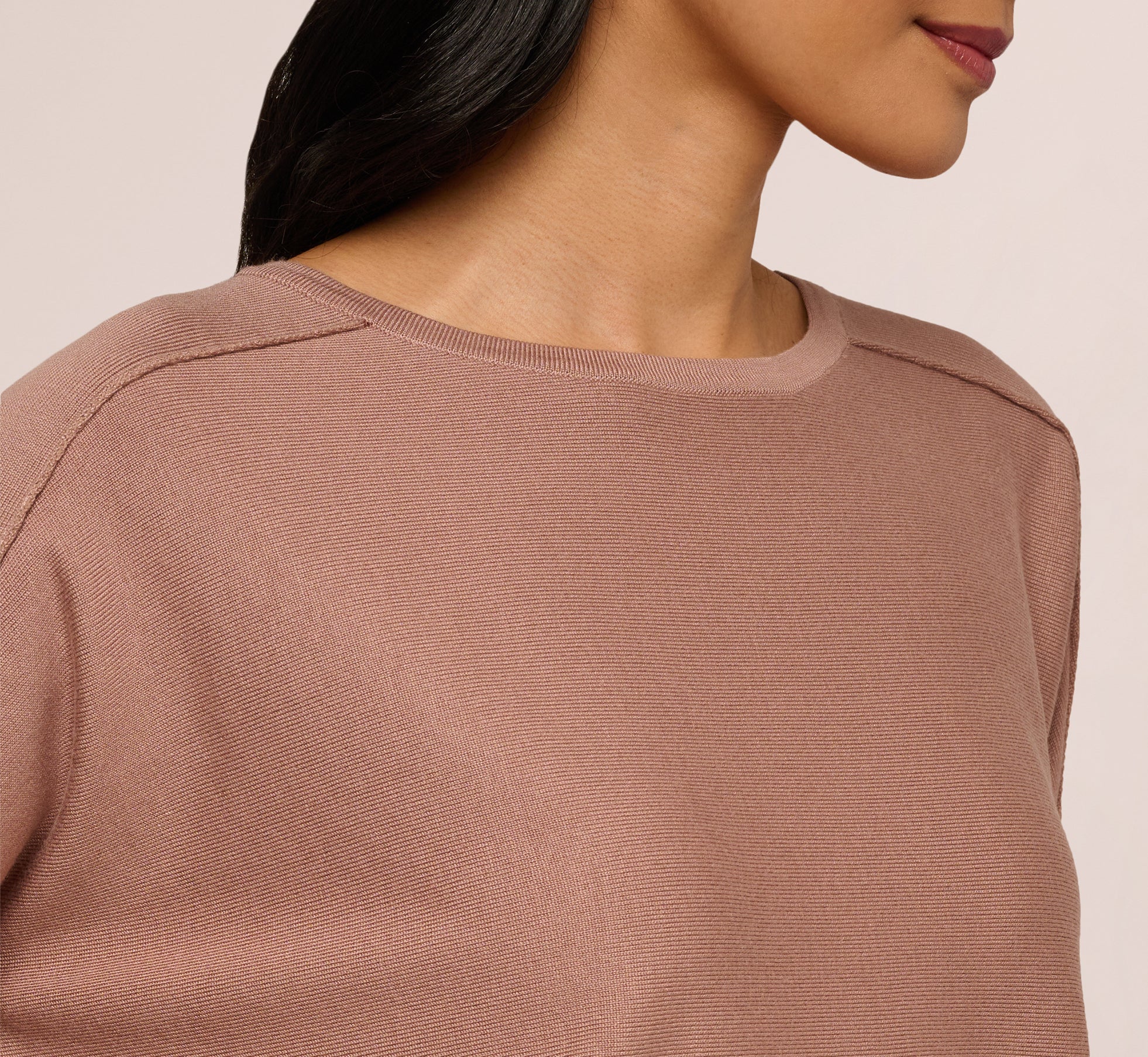 Long Sleeve Drop Shoulder Pullover Sweater Top In Cocoa