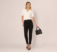 Short Sleeve Waffle Weave Polo Shirt In Ivory