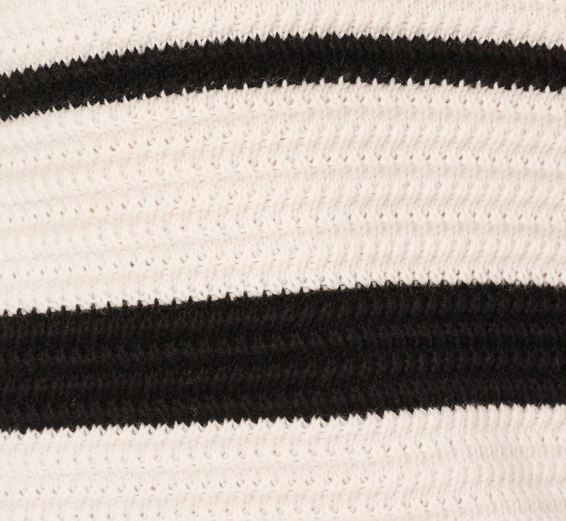 Long Sleeve Striped Polo Sweater Top In Ivory Black