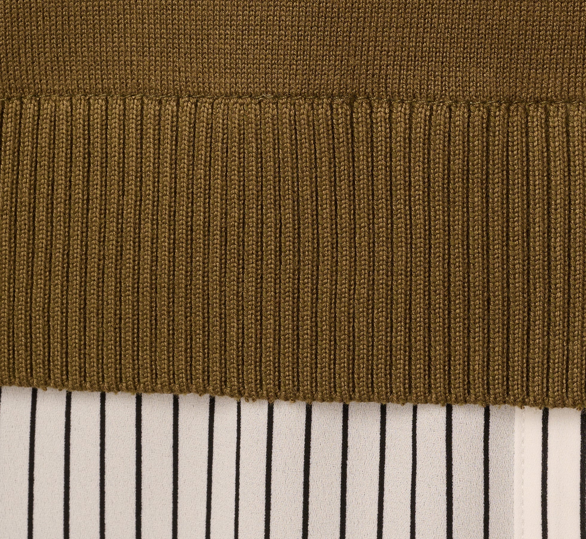 Long Sleeve Collared Printed Twover Sweater In Oak Olive W Iv Blministripe