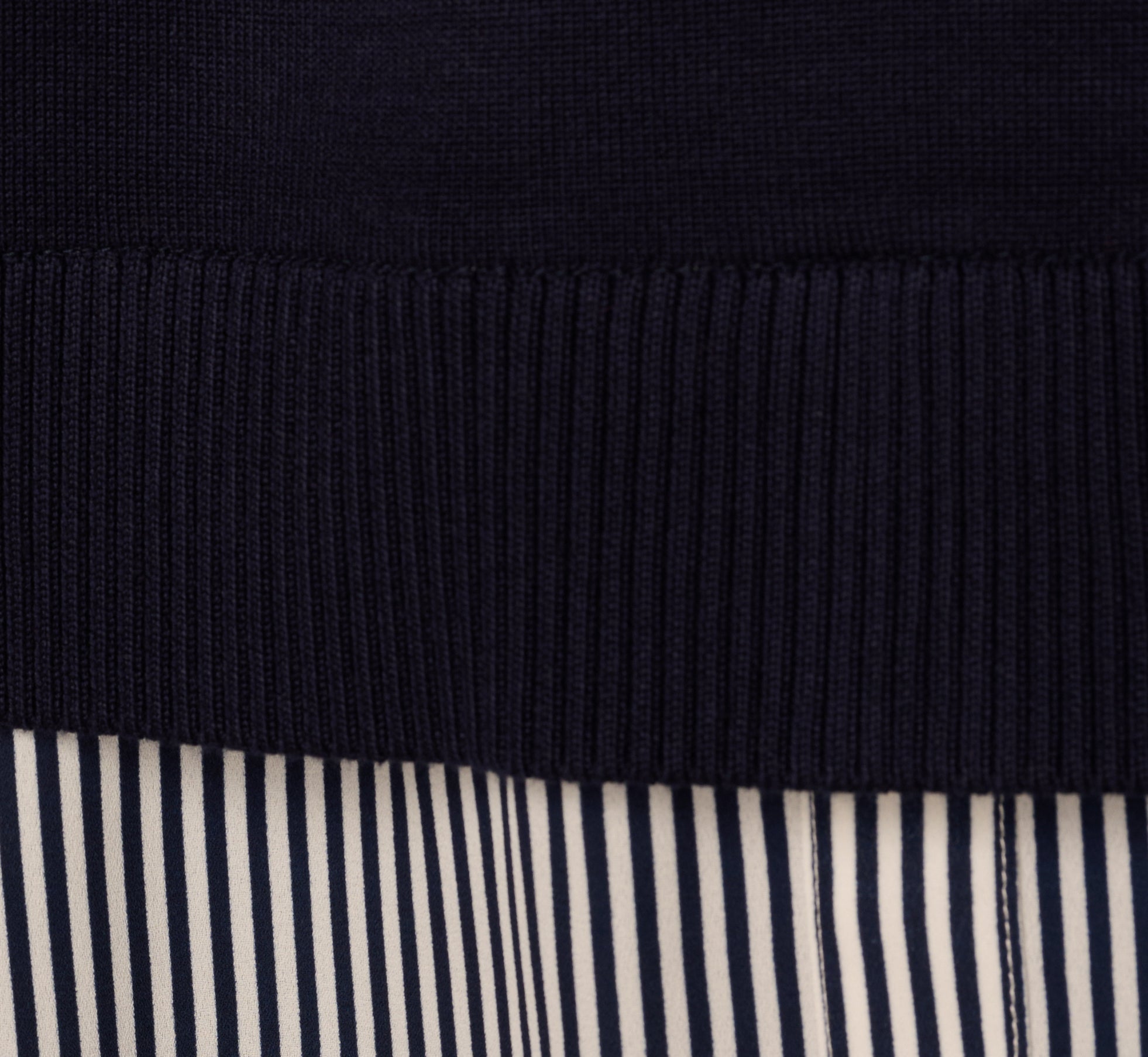 Long Sleeve Collared Printed Twover Sweater In Navy W  Navy Small Stripe