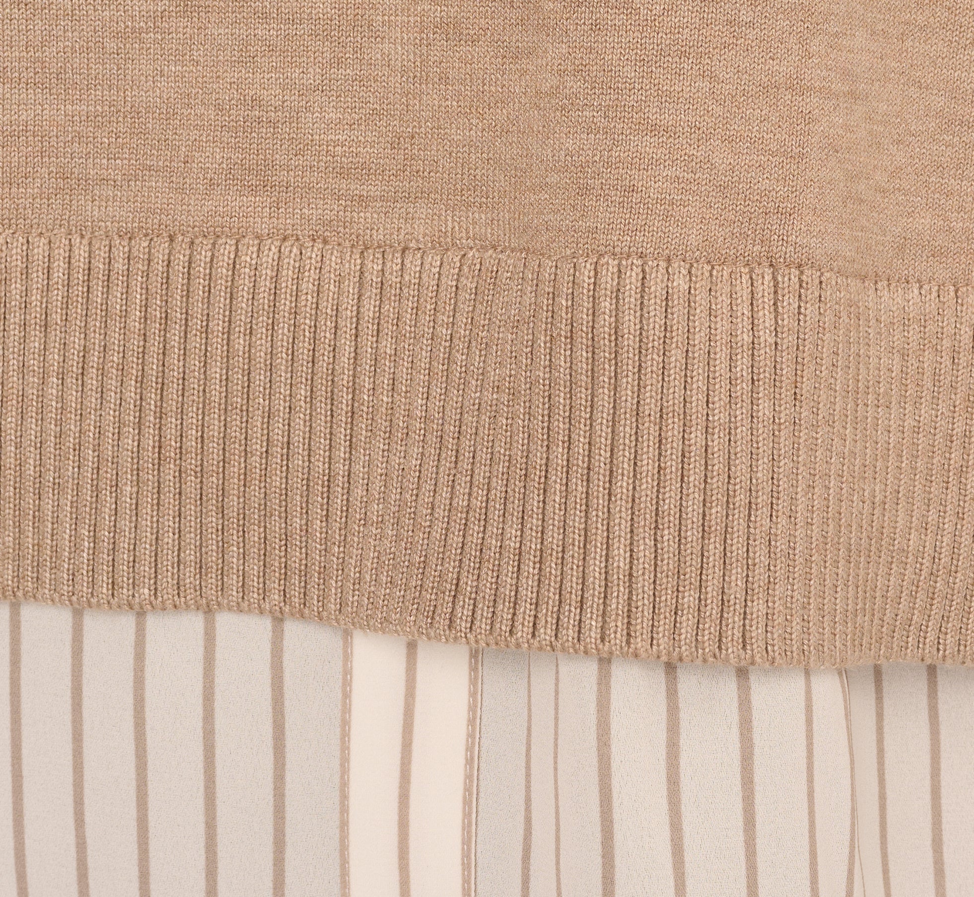 Long Sleeve Collared Printed Twover Sweater In H. Oatmeal W  Staple Stripe