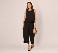 Sleeveless Soutache Trim Top In Black