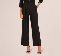 Wide Leg Pleated Trouser In Black