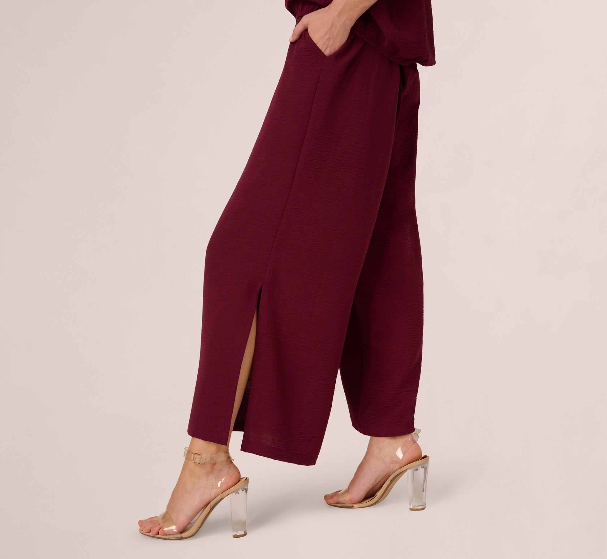 Short Sleeve Top And Wide Leg Pant Airflow Set In Fig