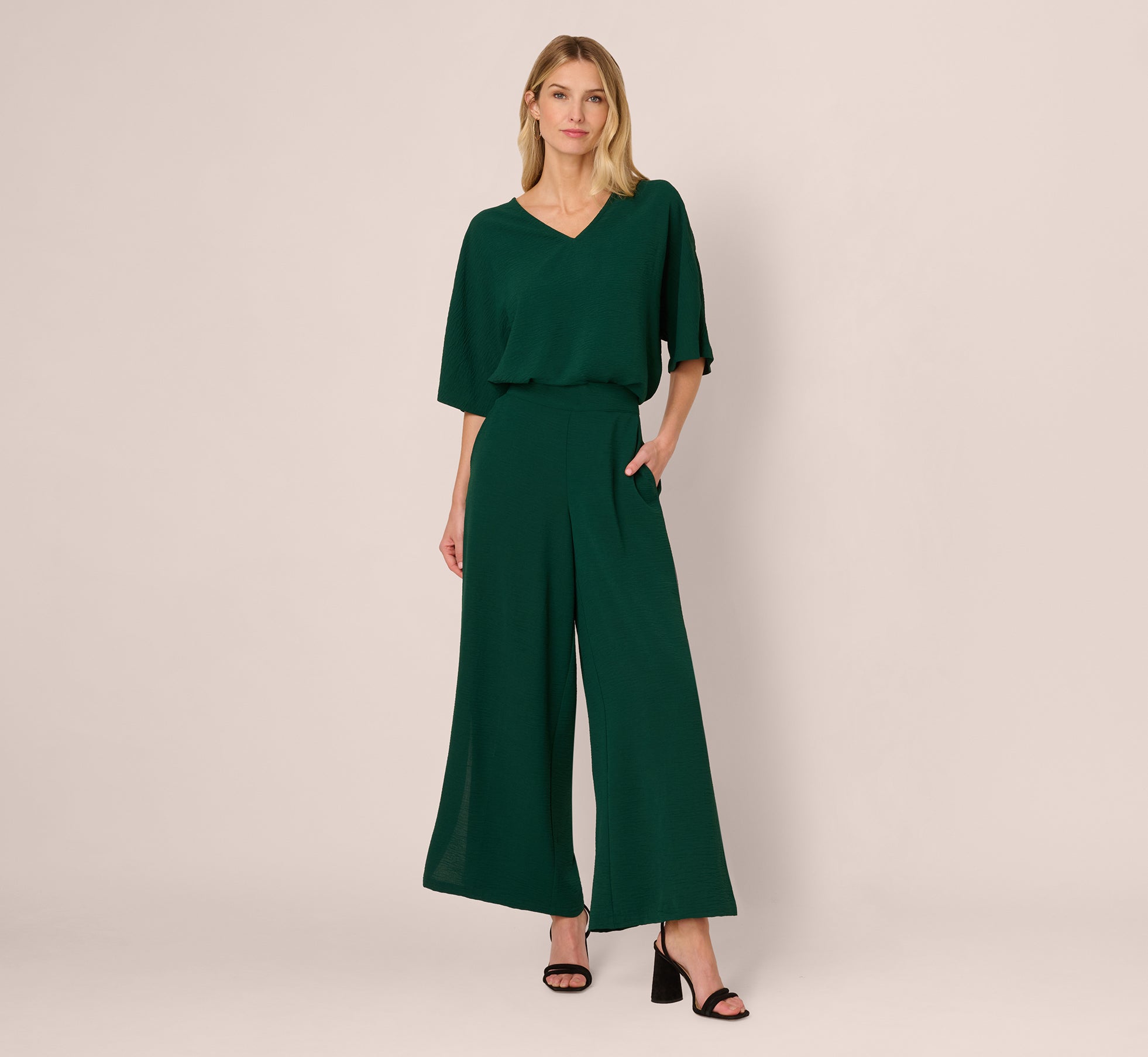Short Sleeve Top And Wide Leg Pant Airflow Set In Botanical Garden