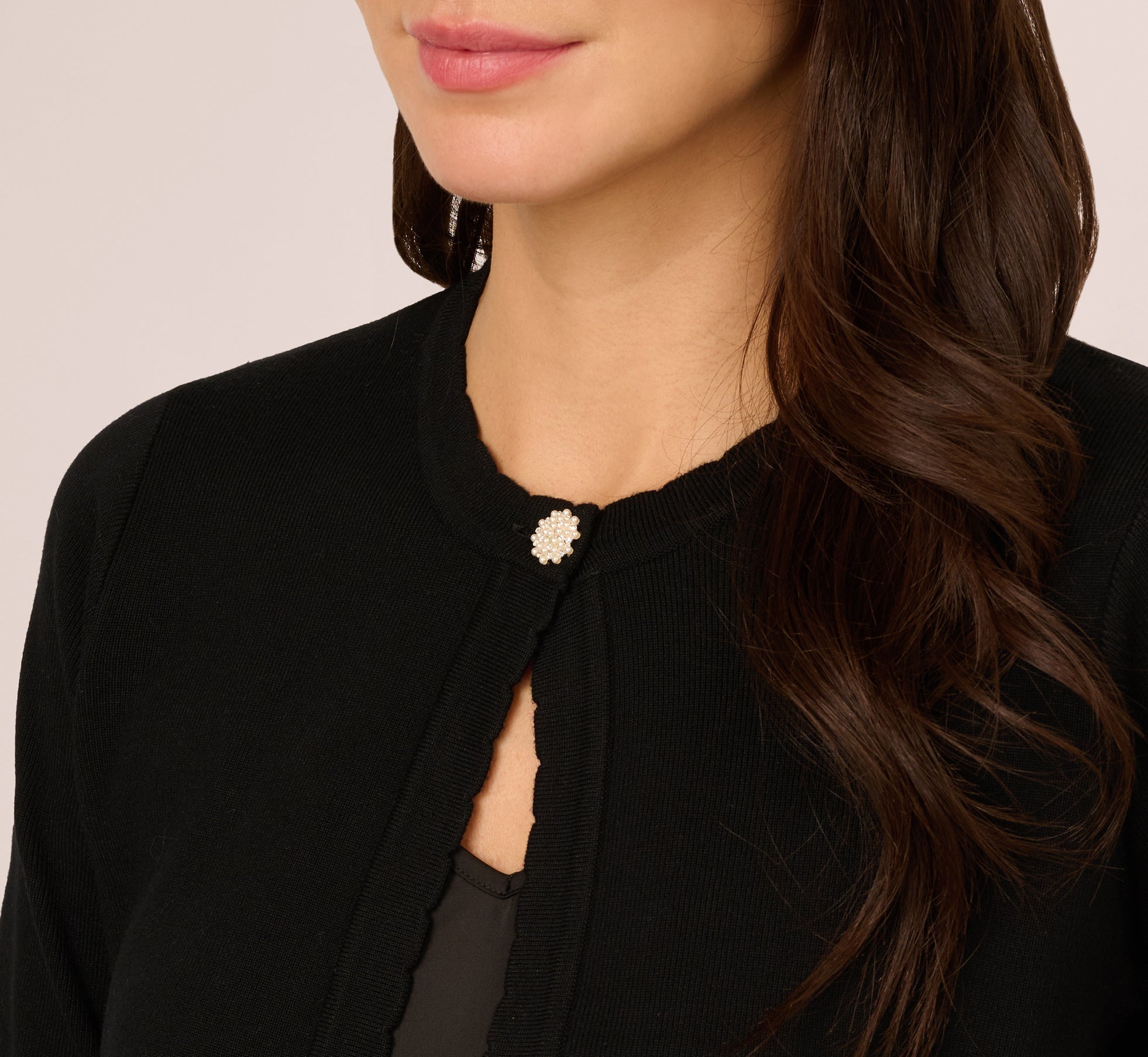 Long Sleeve One Button Cardigan Sweater In Black