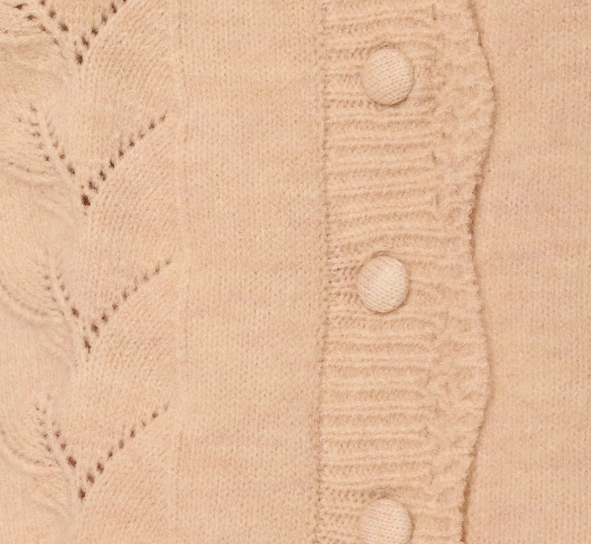 Long Sleeve Scalloped Pointelle Cardigan Sweater In Heather Fawn