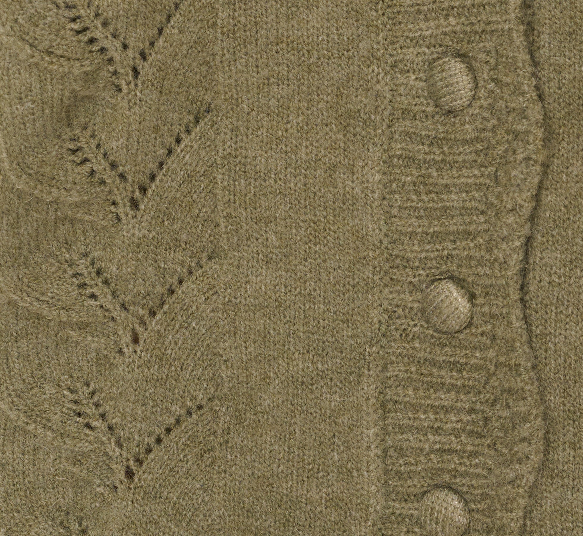 Long Sleeve Scalloped Pointelle Cardigan Sweater In Evergreen Fog