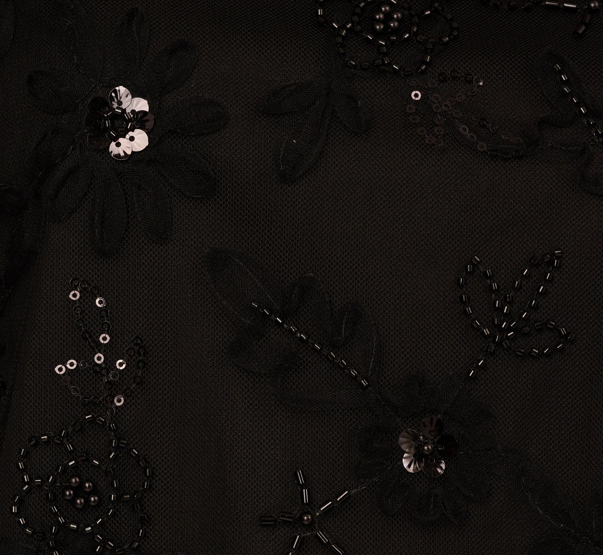 Three Quarter Sleeve Sequin Bead Top In Black