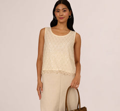 Sequin Beaded Tank Top In Almond Cream