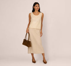 Sequin Beaded Tank Top In Almond Cream