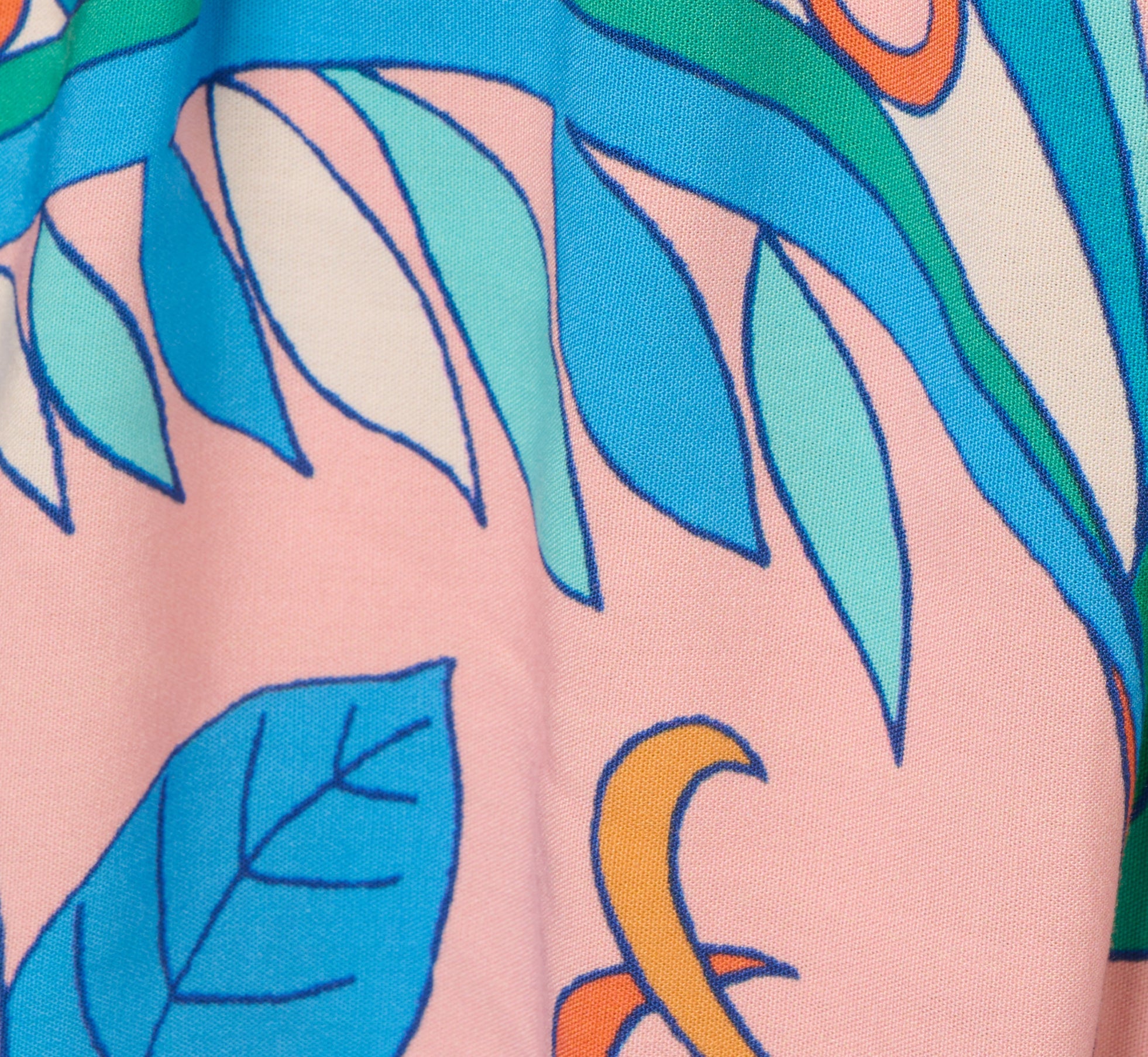 Long Sleeve Retro Printed A Line Dress In Peach Multi