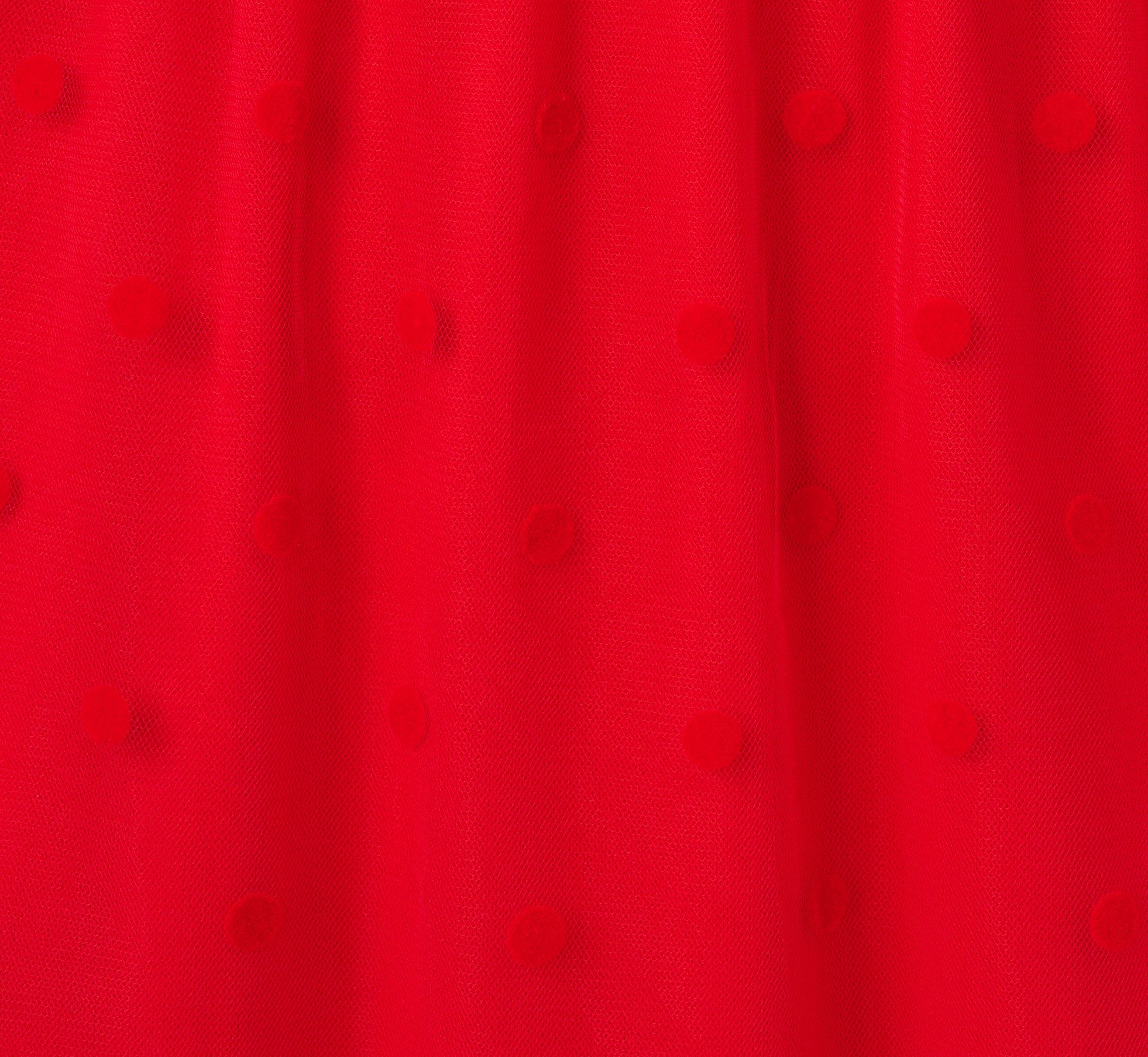 Dot Tulle Ruffle Dress In Red