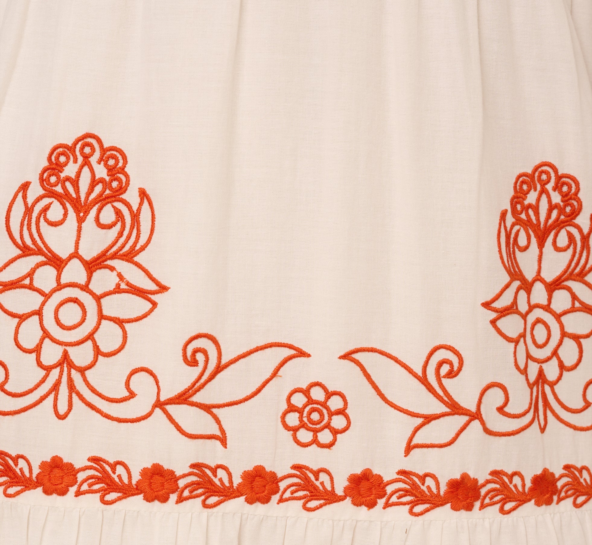 Embroidered Flutter Sleeve Tiered Midi Dress In Ivory Red Multi