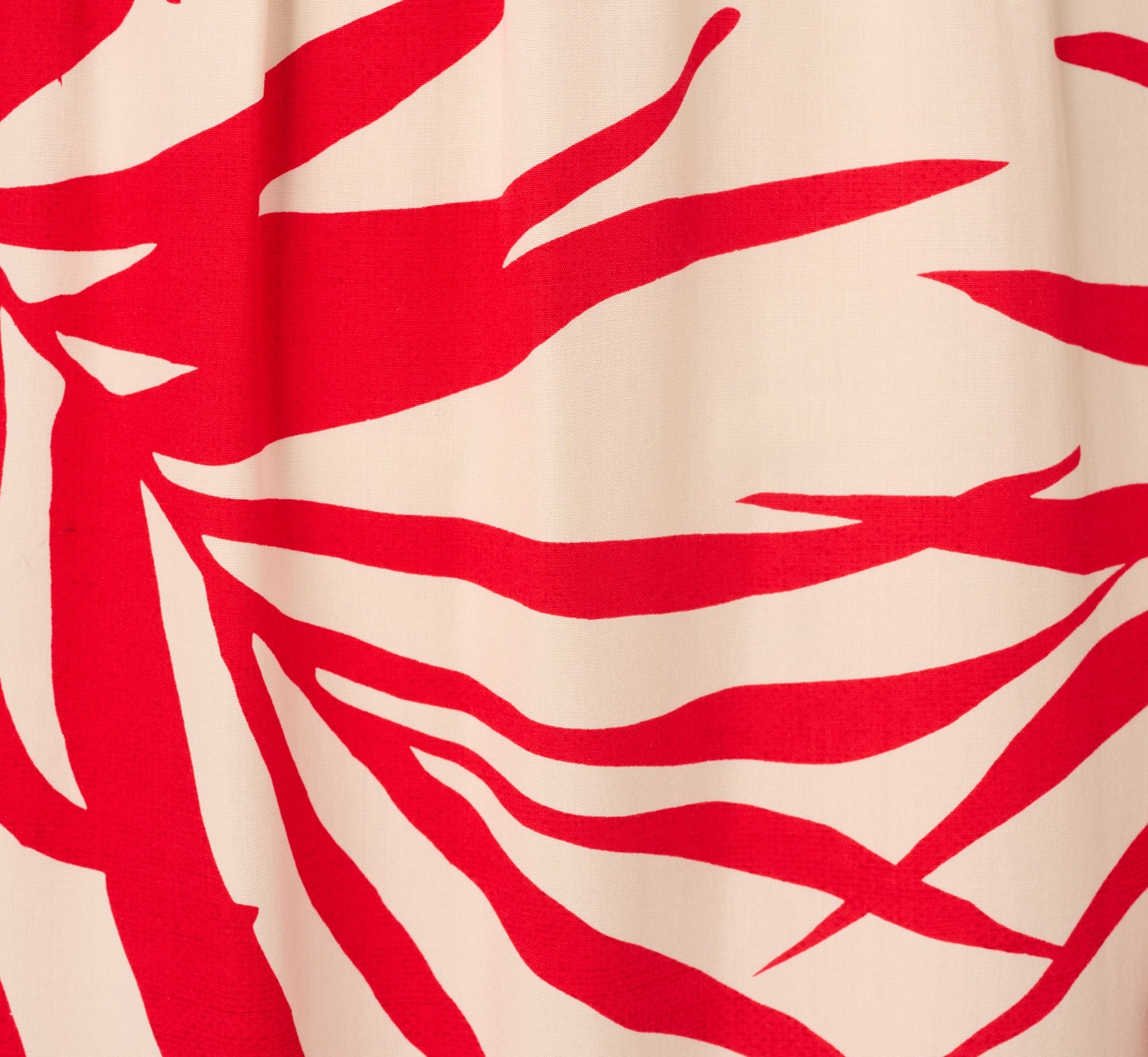 Beaded Strap Palm Leaf Flounce Sundress In Red Ivory