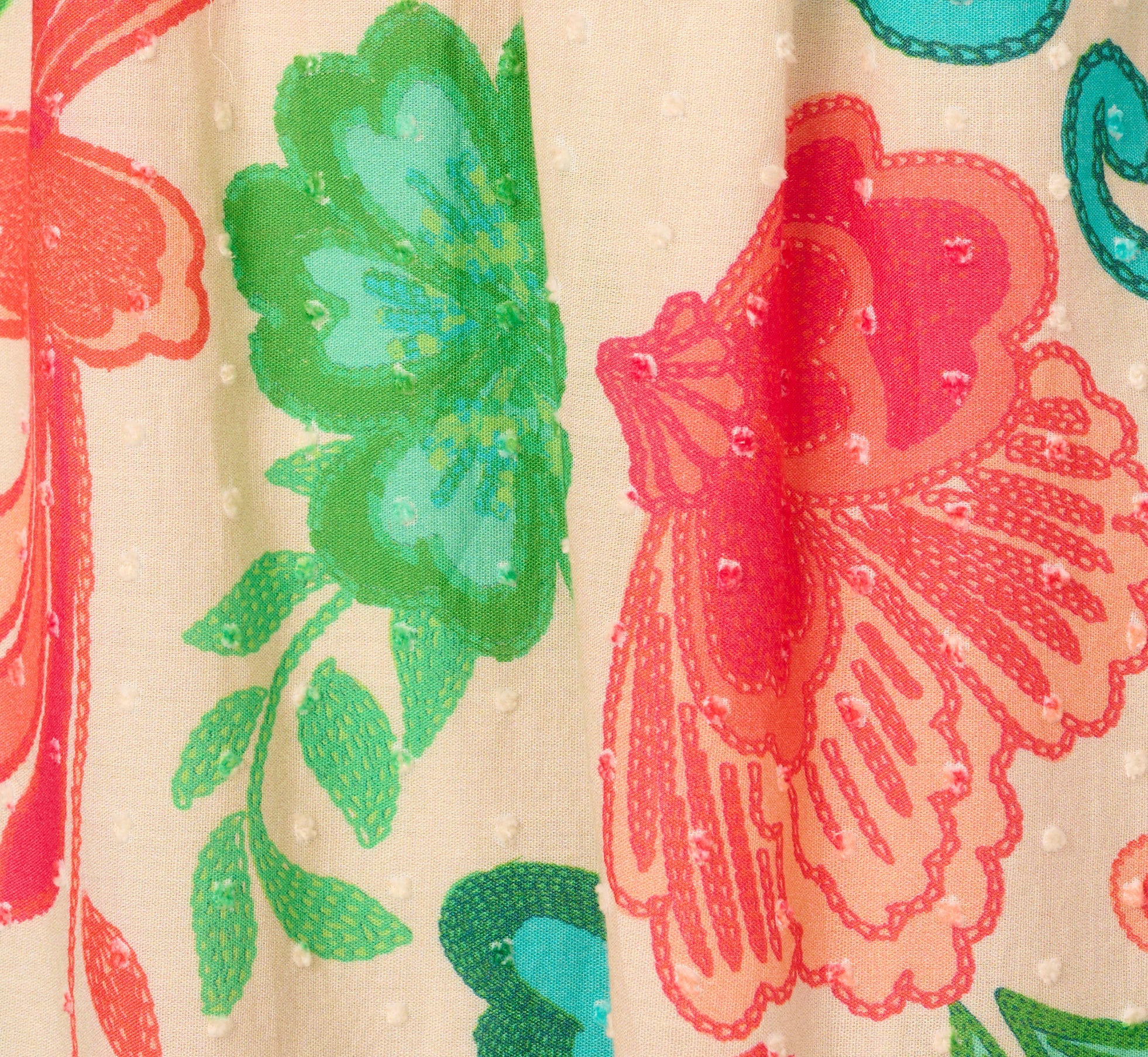 Floral Shirred Cotton Midi Sundress In Ivory Multi