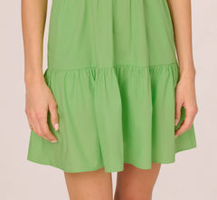 Ruffle Collar Flounce Mini Dress In Lime