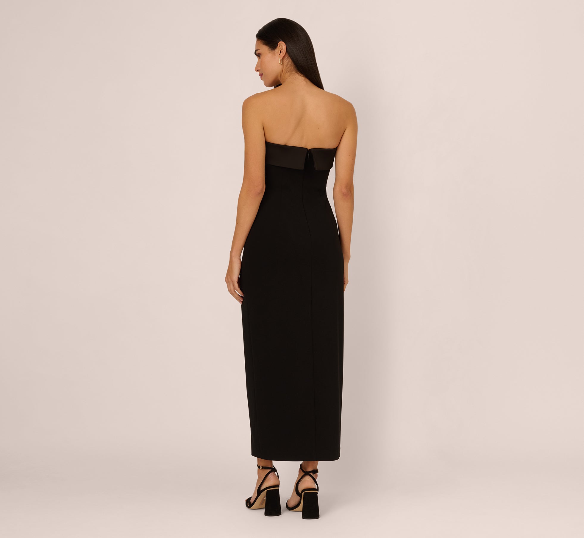 Strapless Knit Crepe Blazer Midi Dress In Black