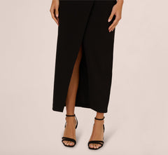 Strapless Knit Crepe Blazer Midi Dress In Black