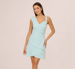 Sleeveless Asymmetrical Tulip Skirt Mini Dress In Clear Sky