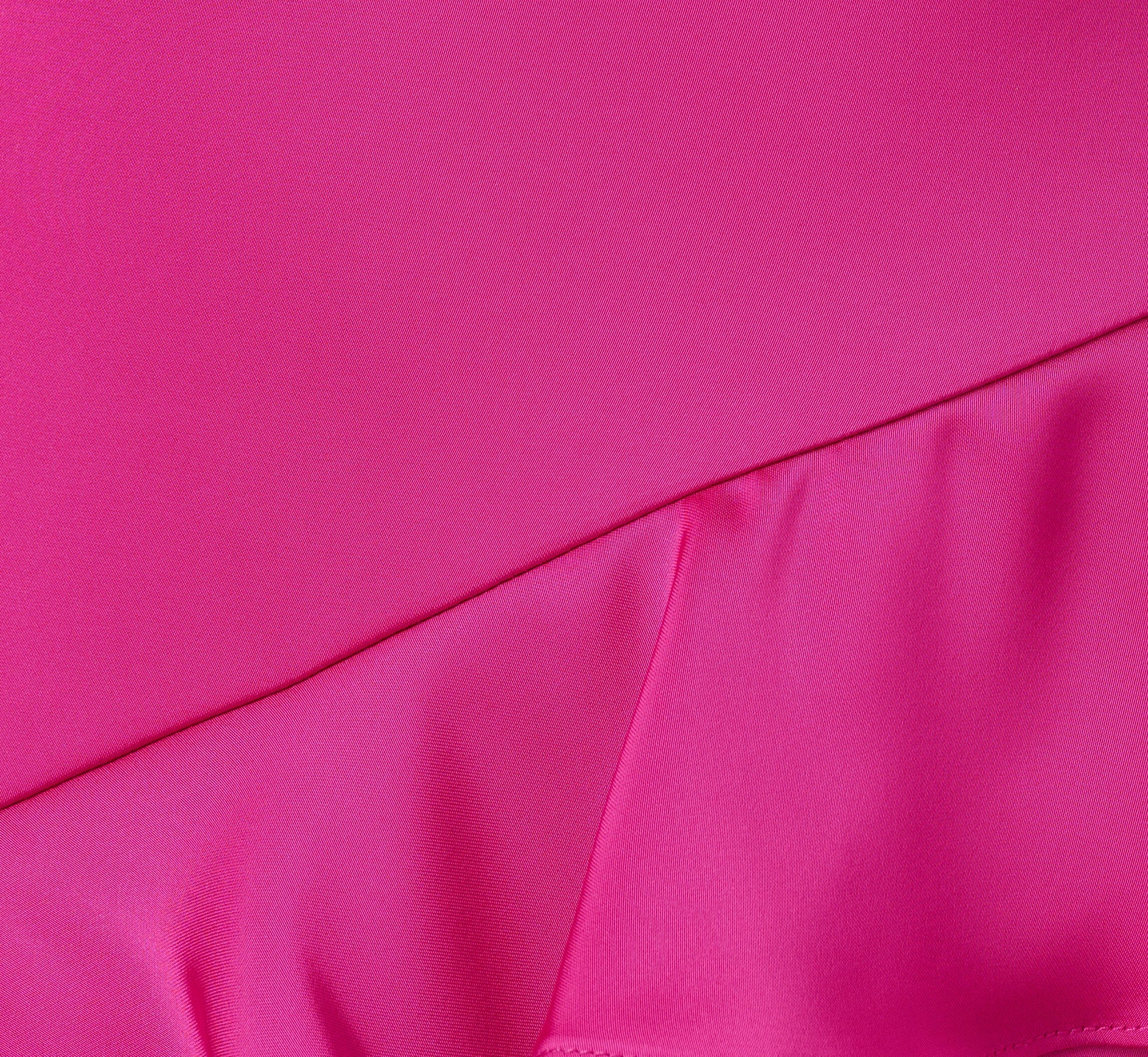 Satin Cascade Ruffle Slip Gown In Electric Passion