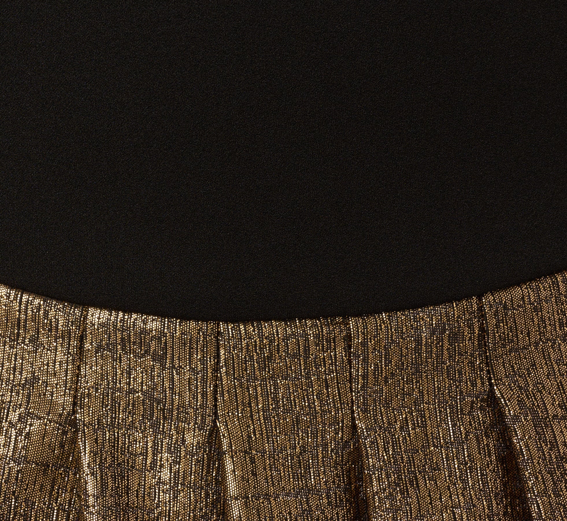 Strapless Drop Waist Belted Combo Cocktail Dress In Black Gold