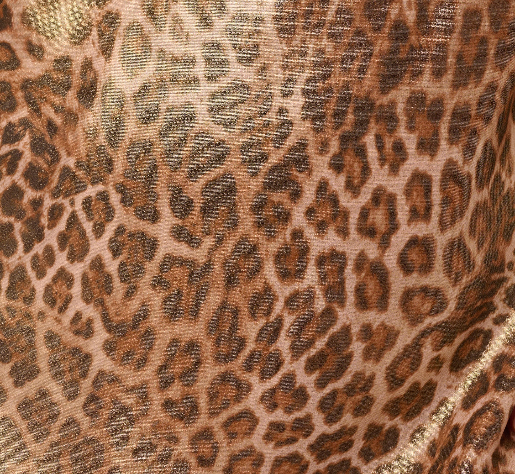 Foiled Animal Print Slip Dress In Brown Multi