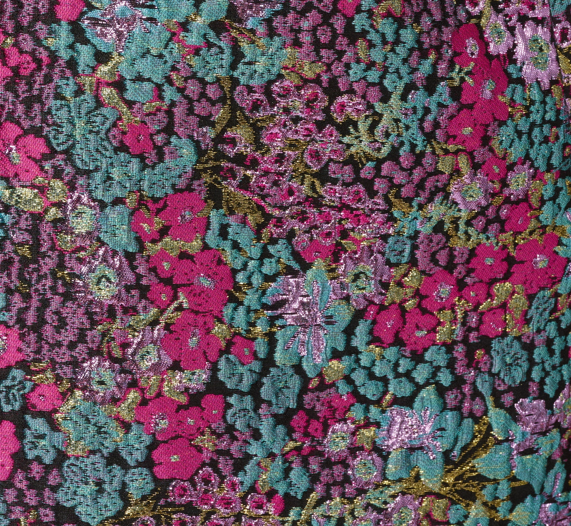 Strapless Metallic Floral Jacquard Mini Dress In Pink Blue Multi