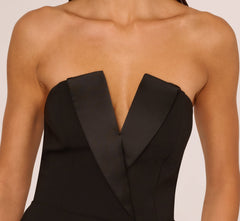 Strapless Tuxedo Mini Cocktail Dress In Black