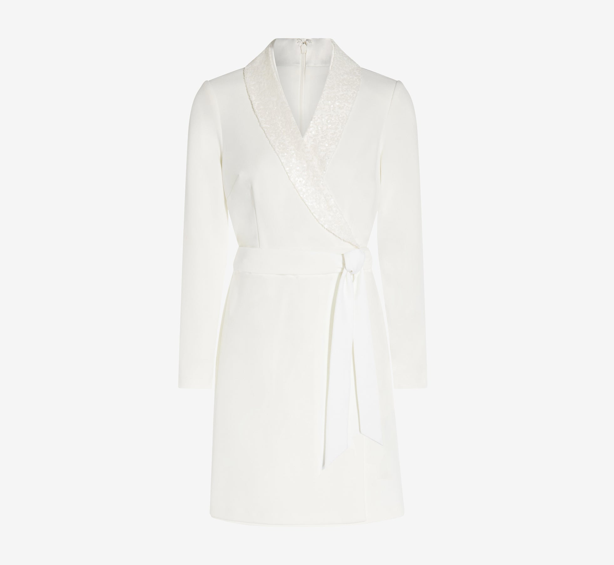 Sequin Collar Tuxedo Dress In Ivory