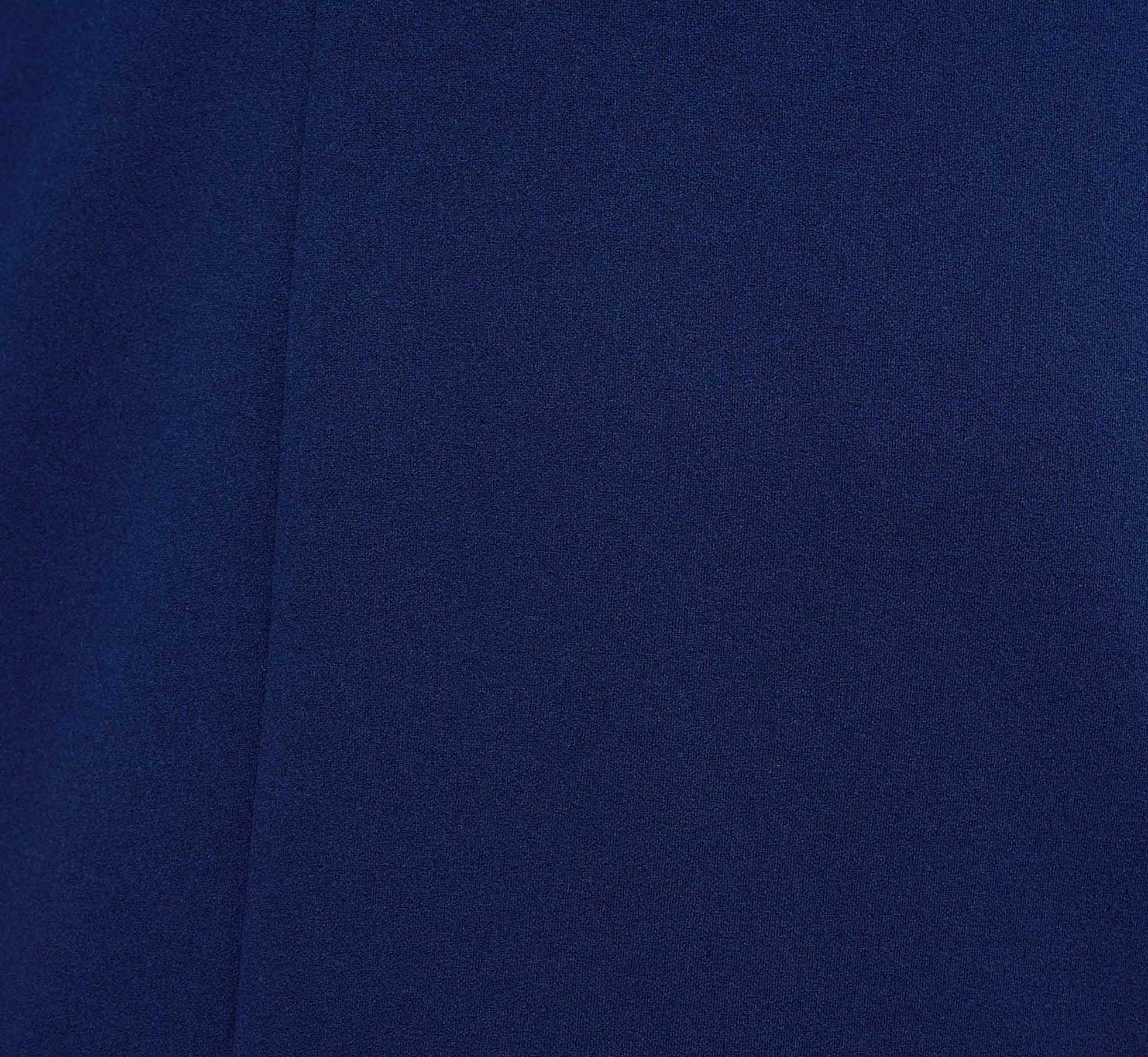 Plus Size Knit Crepe Sheath Dress With Tiered Three Quarter Sleeves In Navy Sateen