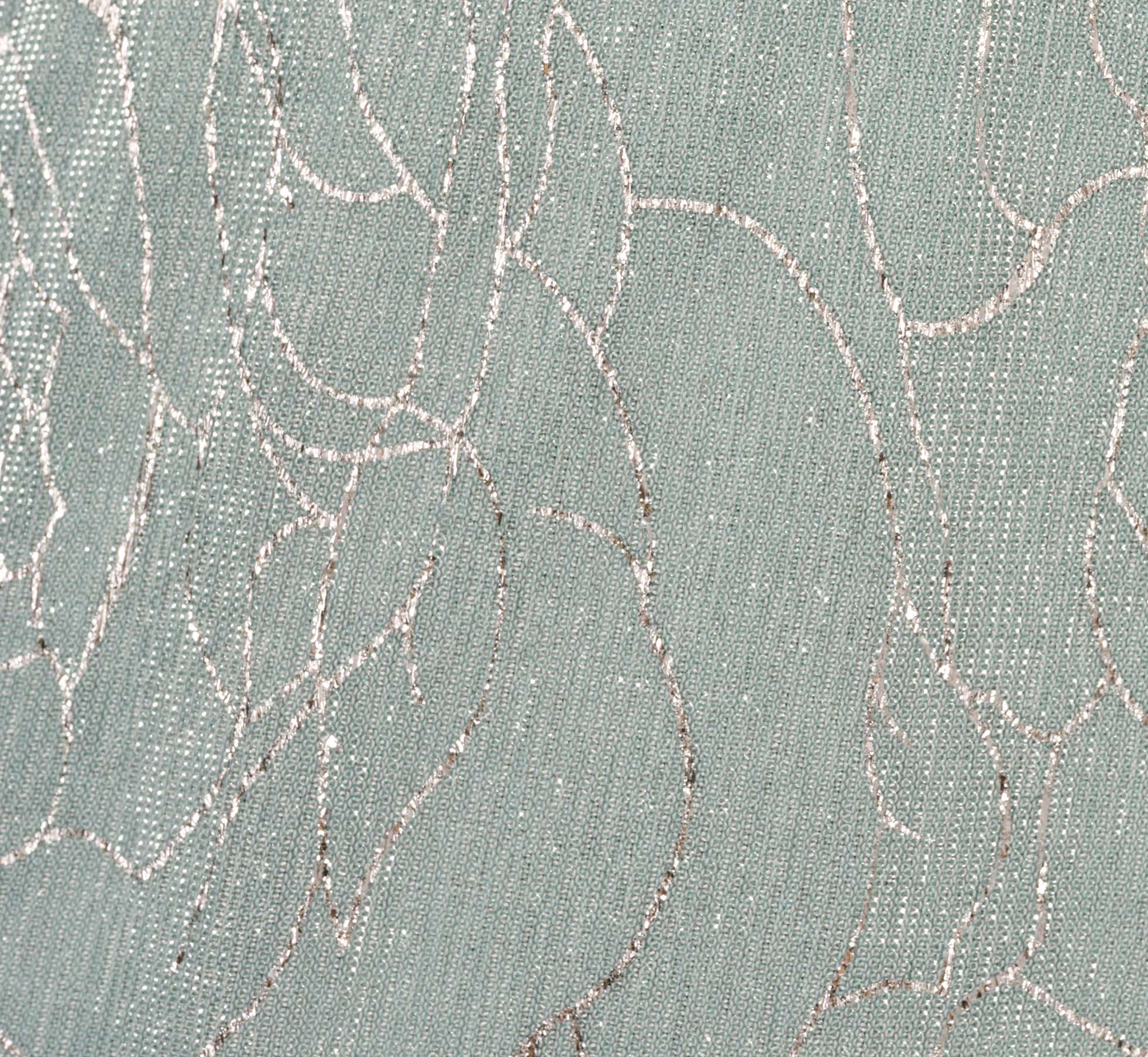 Floral Metallic Stencil Midi-Length Mermaid Dress With Capelet In Sea Glass