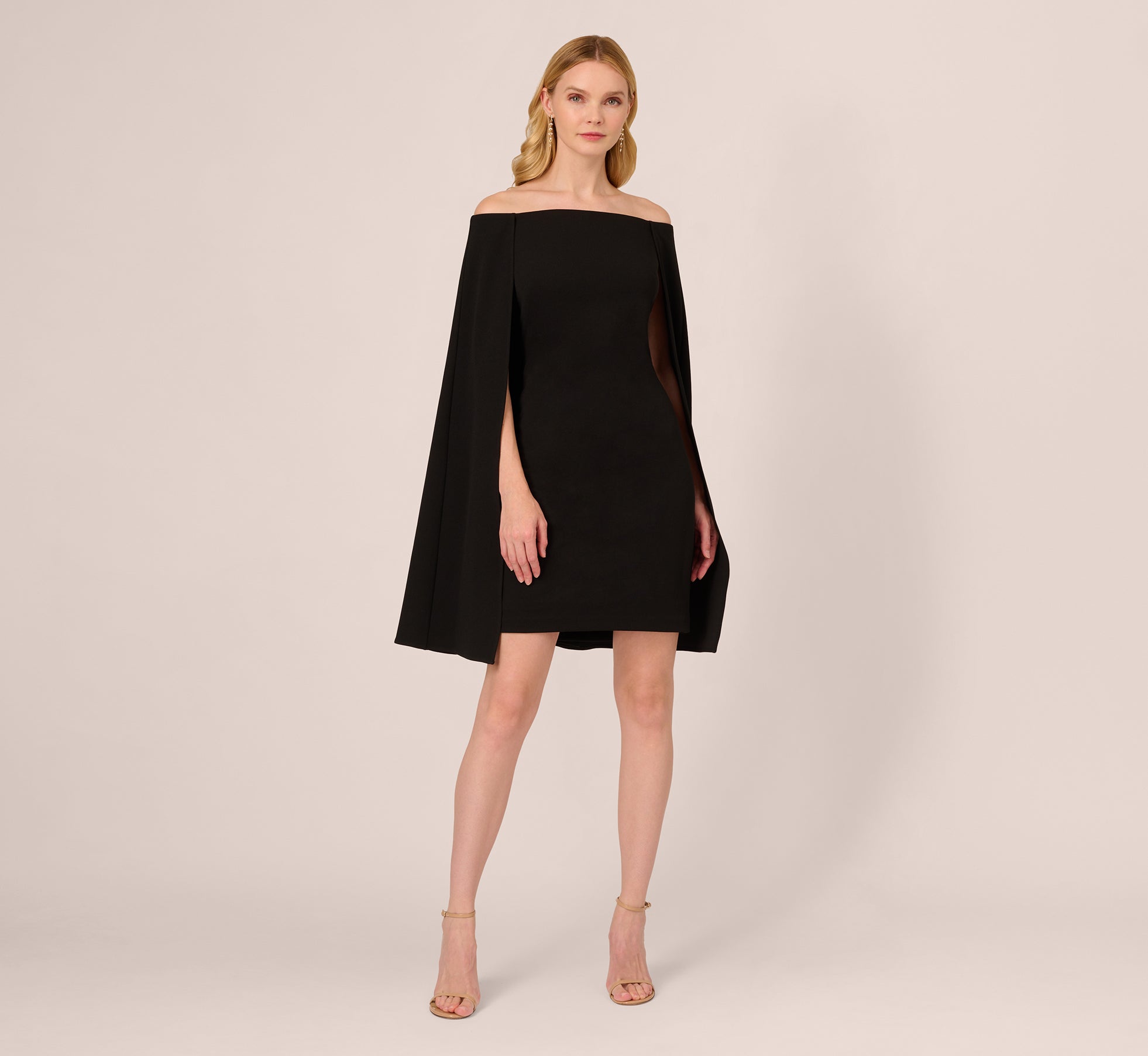 Off The Shoulder Cape Dress In Black