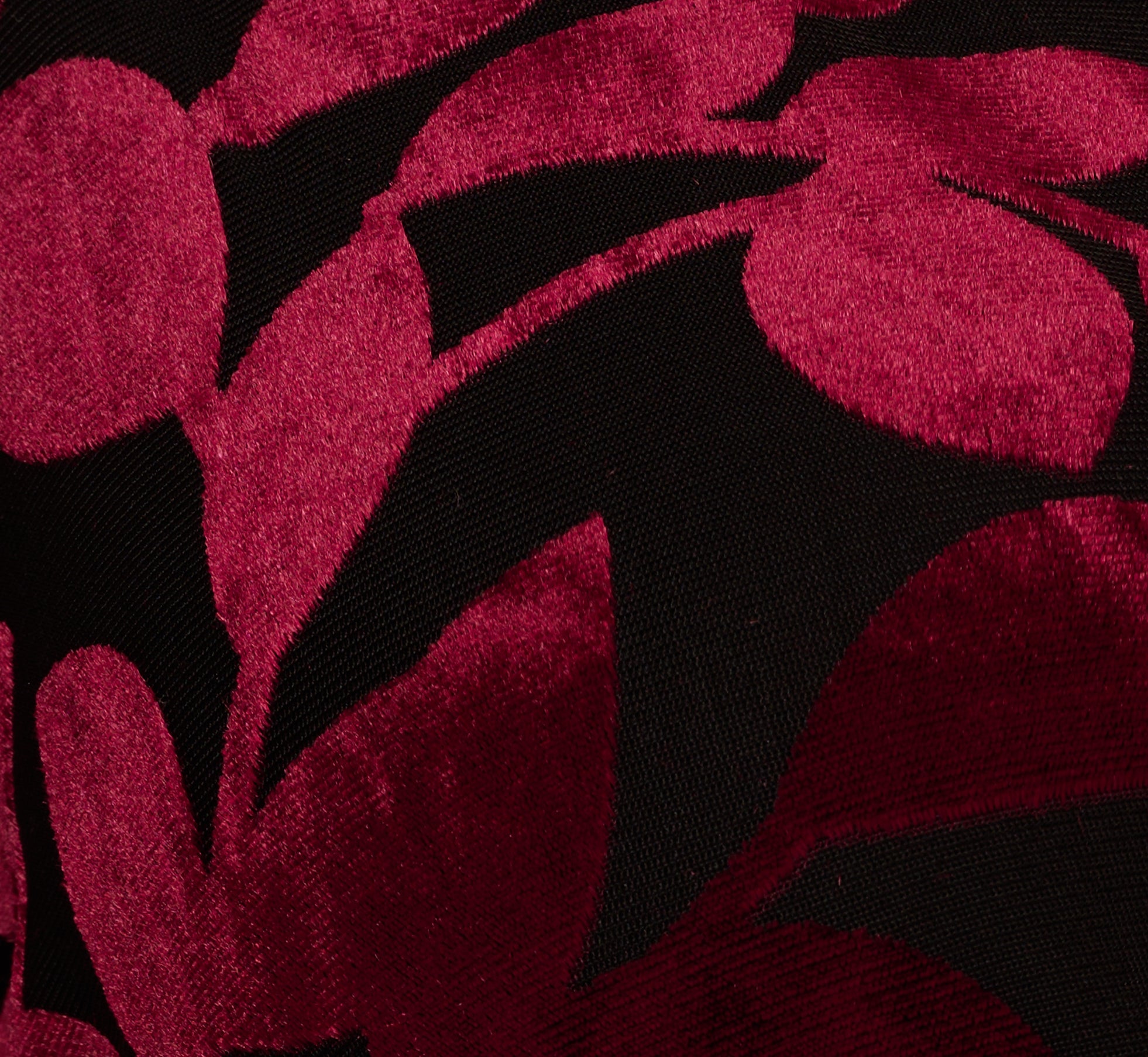 Velvet Burnout Faux Wrap Dress With Long Bishop Sleeves In Burgundy Black