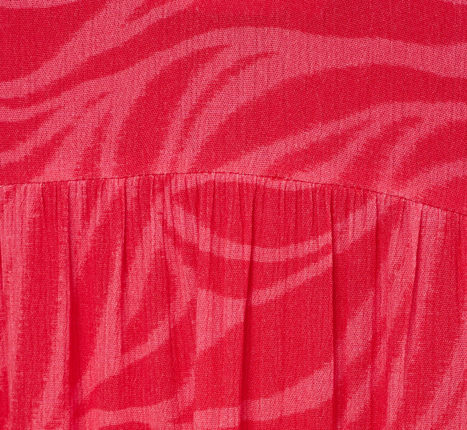 Leaf Print Tiered Shift Dress With Long Bell Sleeves In Pink Multi