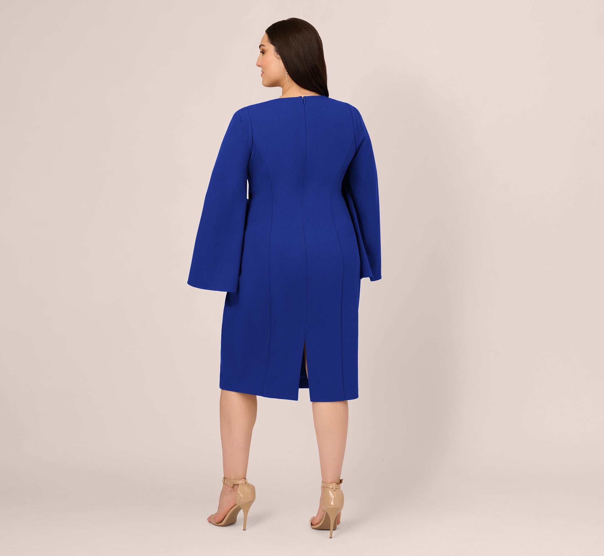 Plus Size Knit Crepe Jewel Short Dress In Royal Sapphire