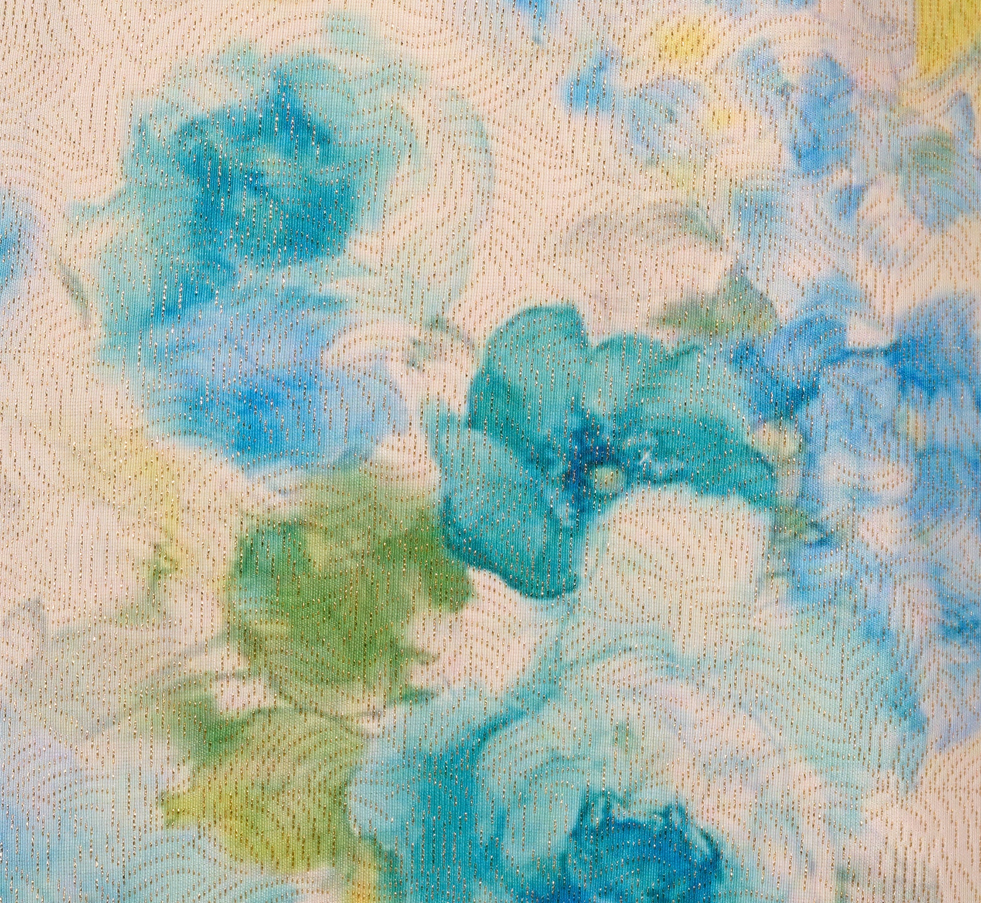 Sleeveless Asymmetrical Floral Jacquard Midi Dress In Ivory Blue Multi