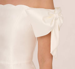 Off Shoulder Bow Sleeve Cocktail Dress In Ivory