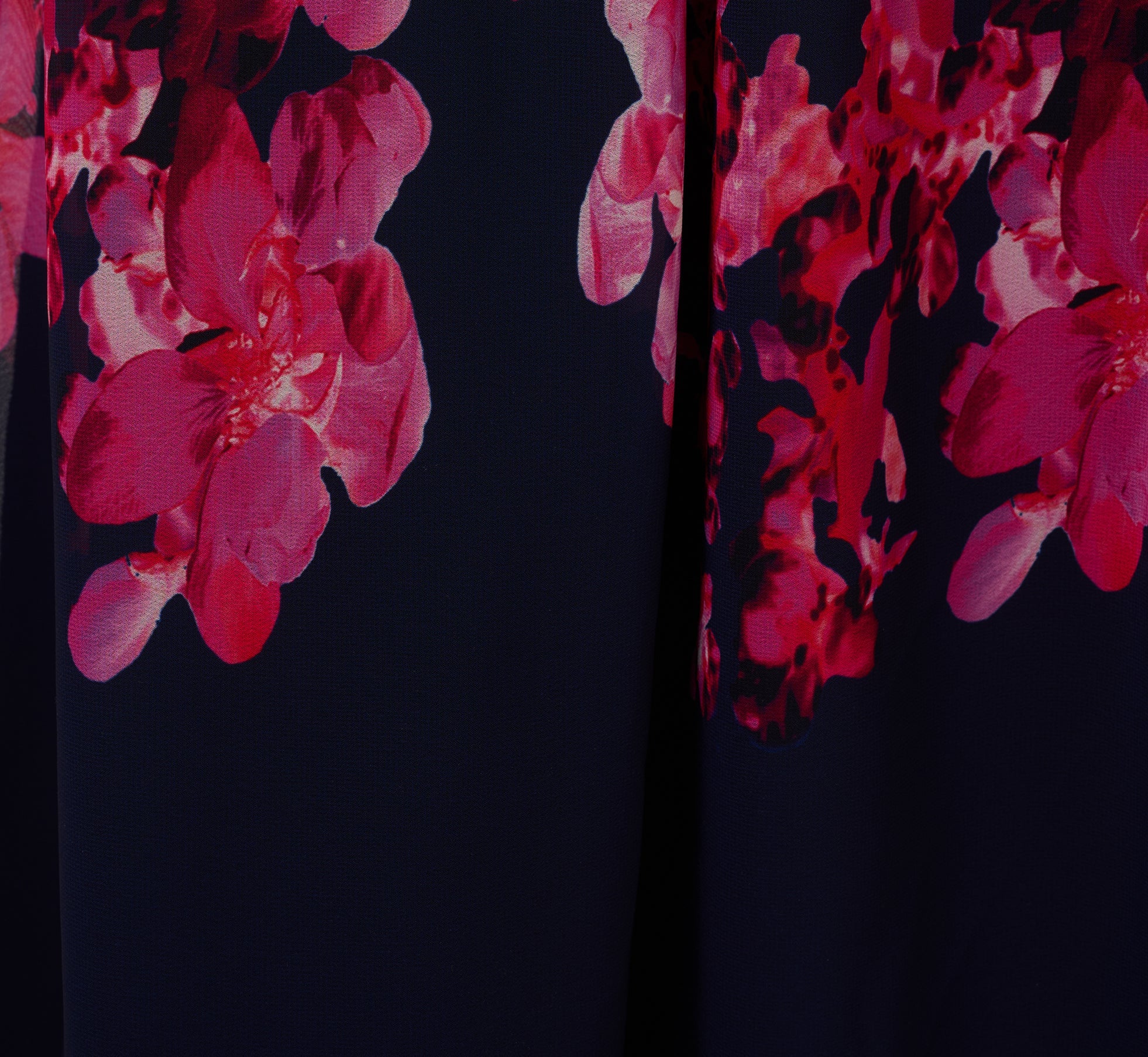 Floral Wrap Waist Ankle Dress In Navy Pink Multi