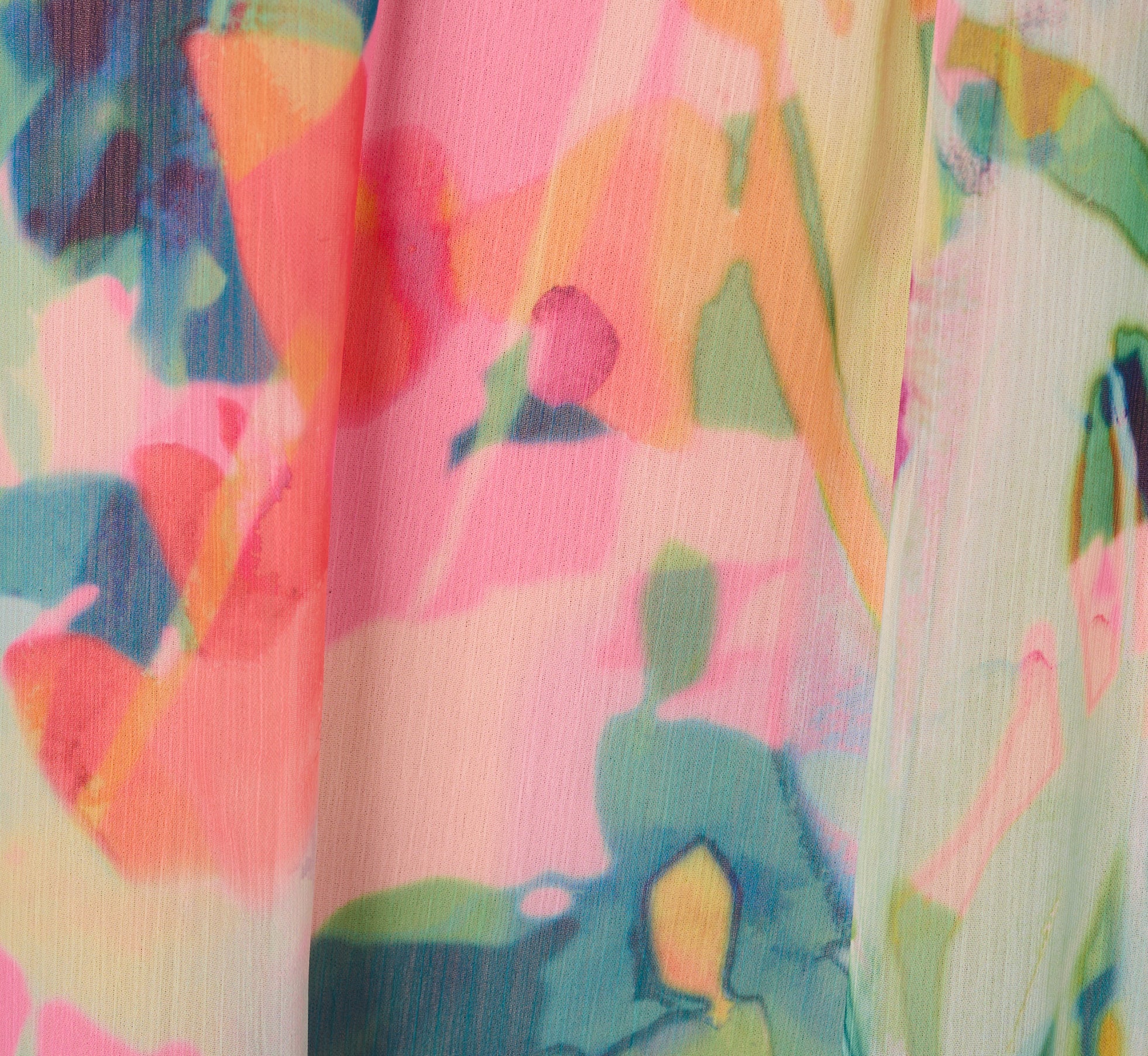 Floral Ruffle Chiffon Halter Trapeze Dress In Pink Multi