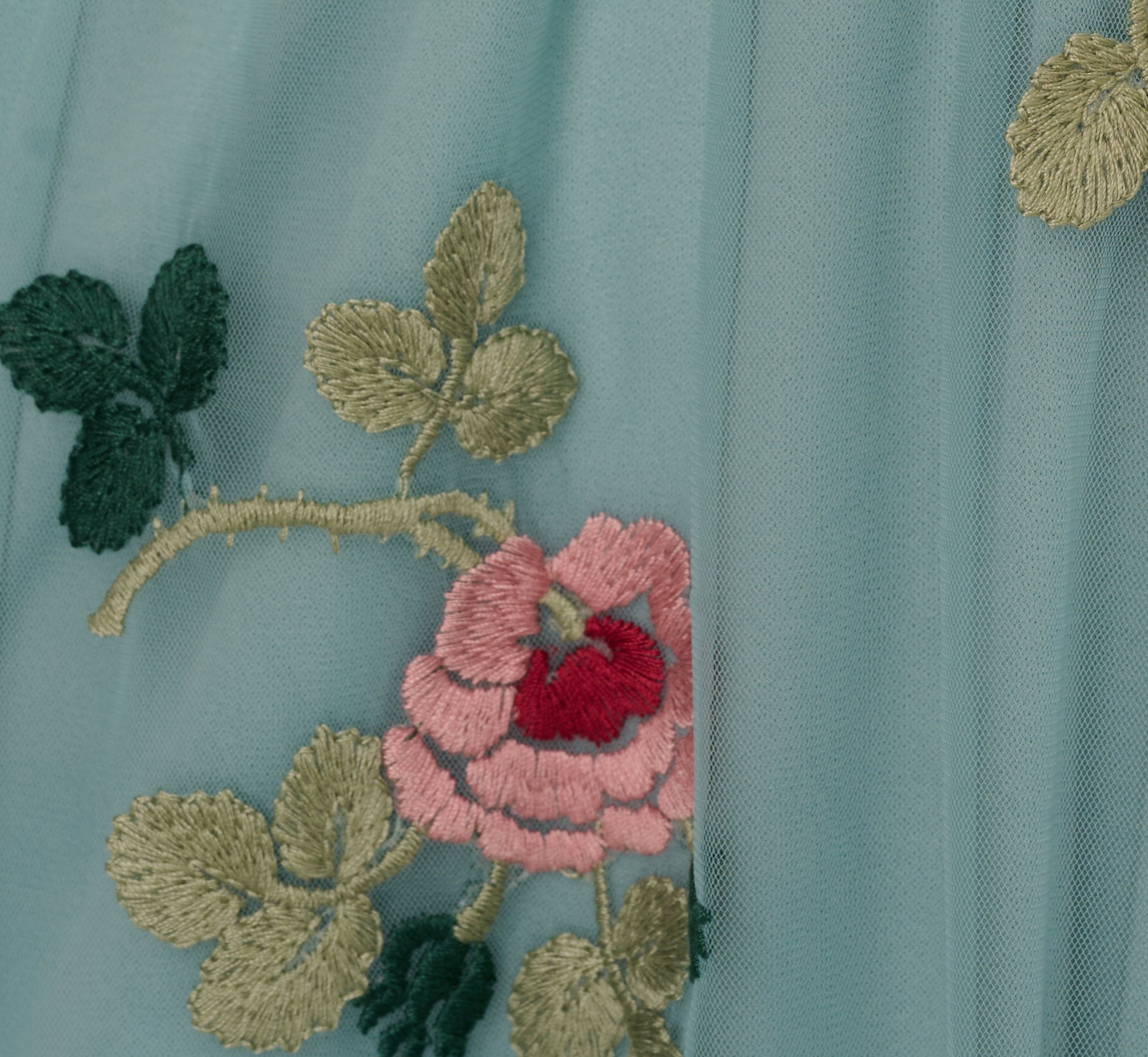 Flutter Sleeve Surplice Embroidered Midi Dress In Slate Multi