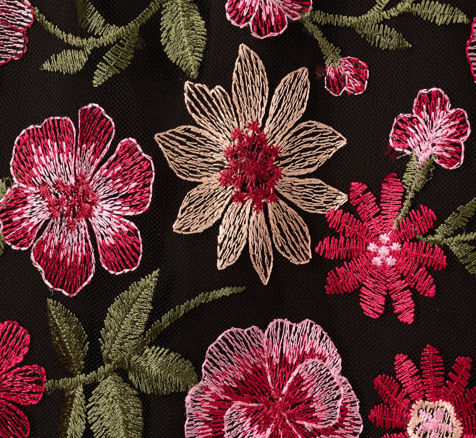 Floral Embroidered Trapeze Halter Dress In Pink Multi