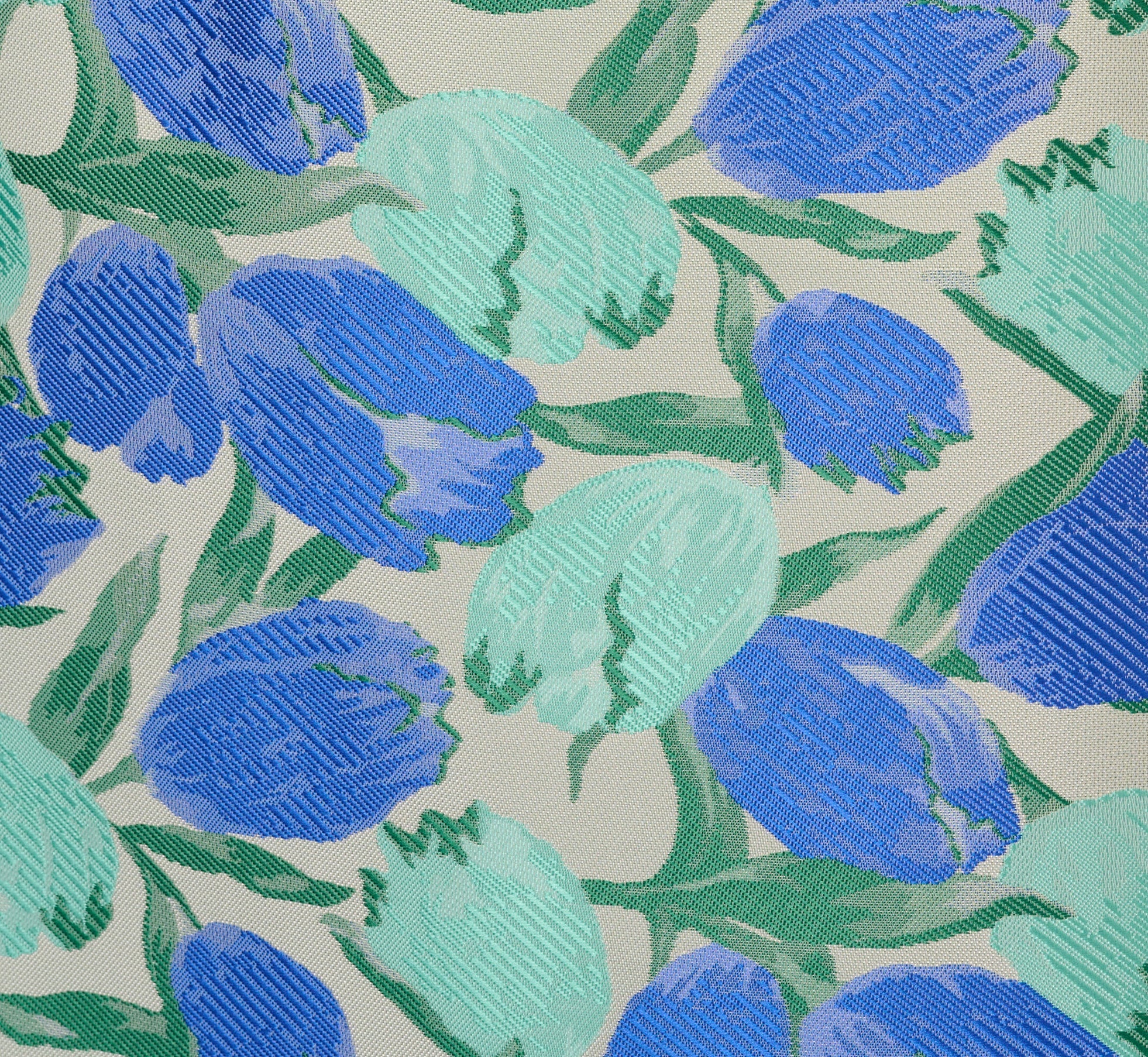 Plus Size Sleeveless Tulip Jacquard Fit And Flare Midi Dress In Blue Green Multi