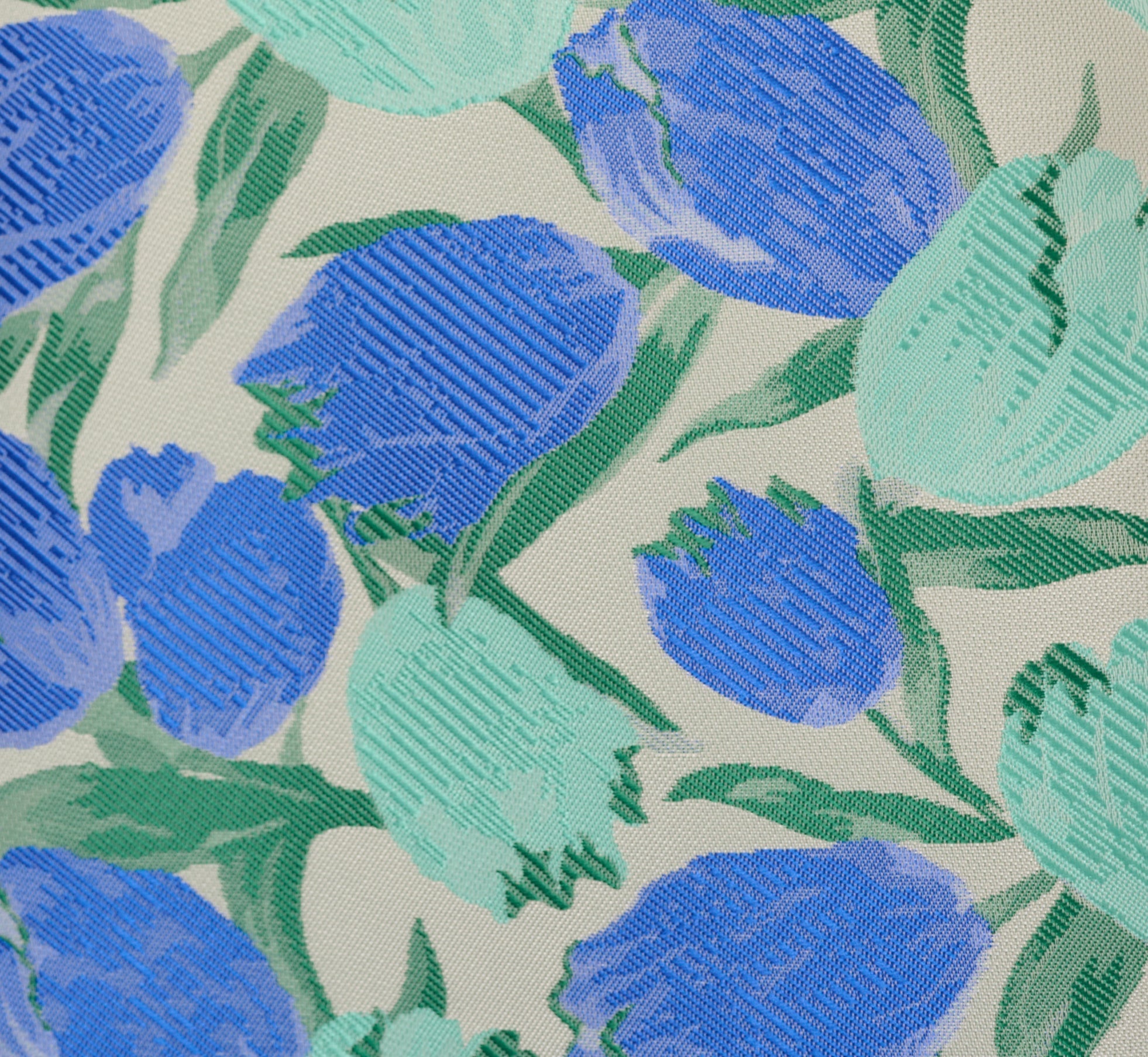 Sleeveless Tulip Jacquard Fit And Flare Midi Dress In Blue Green Multi