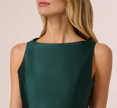 Sleeveless Bateau A Line Midi Dress In Dark Forest