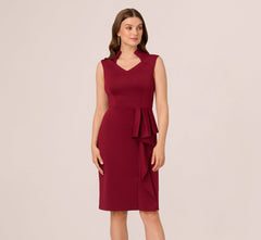 Sleeveless Queen Anne Sheath Dress In Crimson Haze