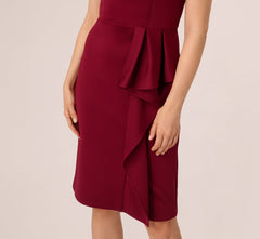 Sleeveless Queen Anne Sheath Dress In Crimson Haze